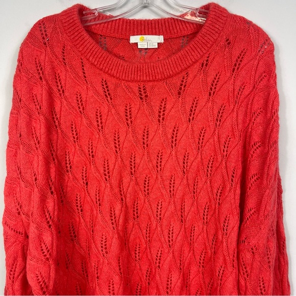 Boden Pointelle Fluffy Sweater Bright Coral K0555 Plus Size 20 / 22 Wool Aplaca - Picture 9 of 16